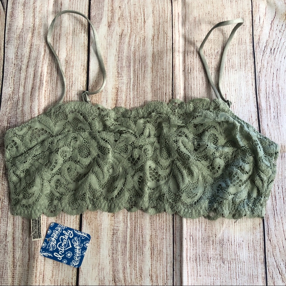 NWT Free People | Olive green lace bandeau